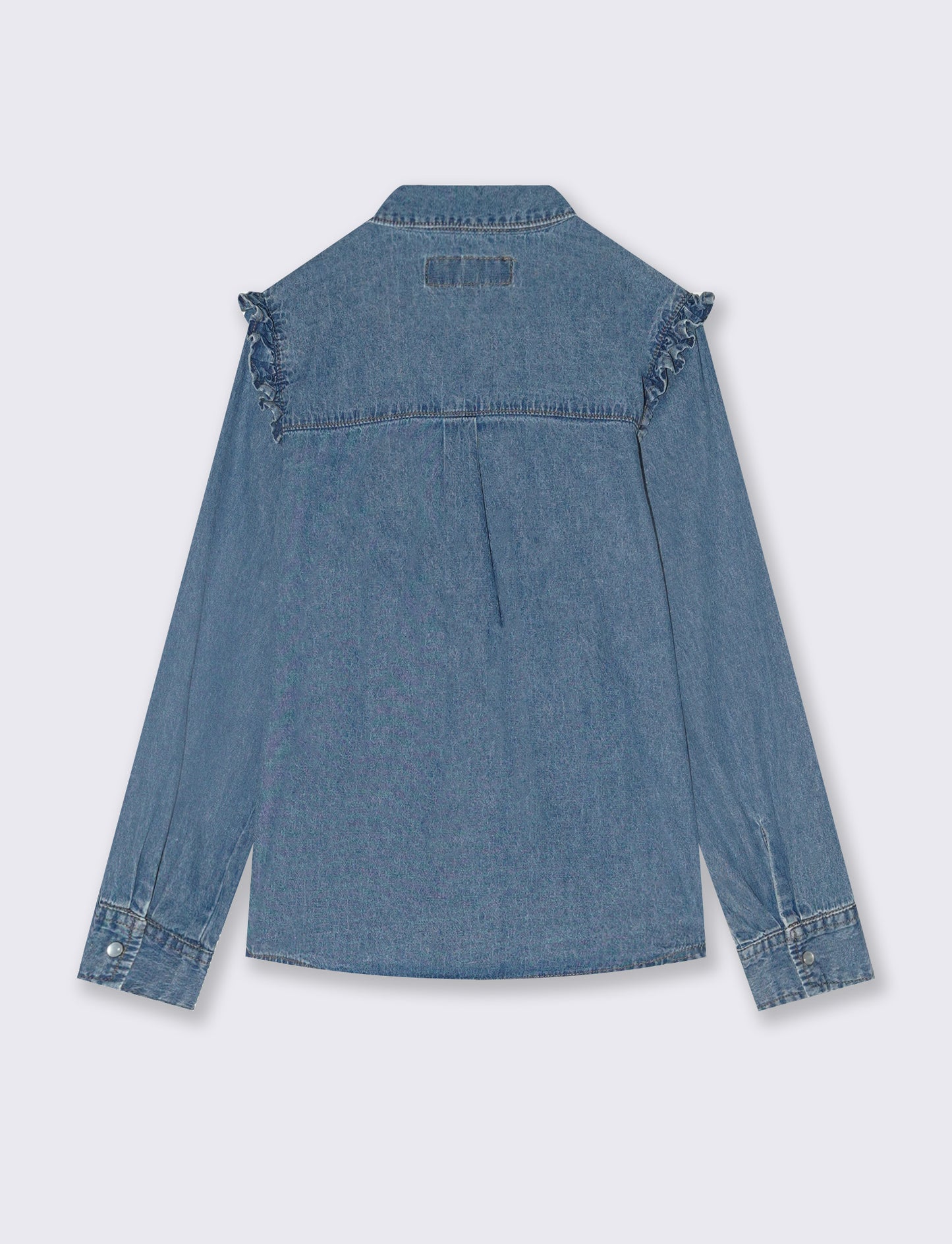 Camicia denim leggera con rouches spalla - Denim