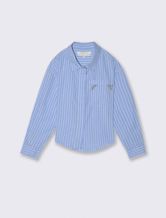 Camicia manica lunga rigata con strass - Righe