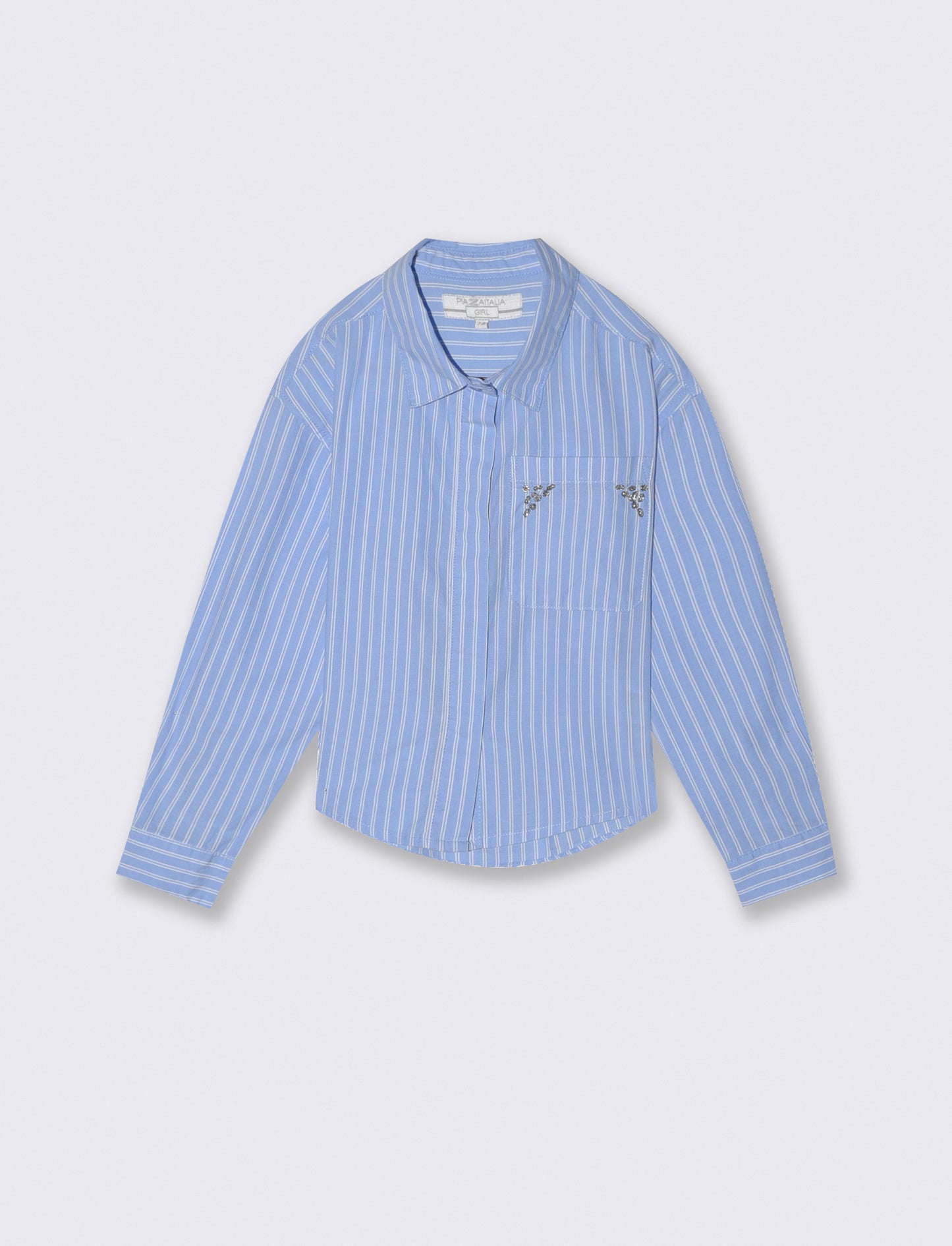 Camicia manica lunga rigata con strass - Righe