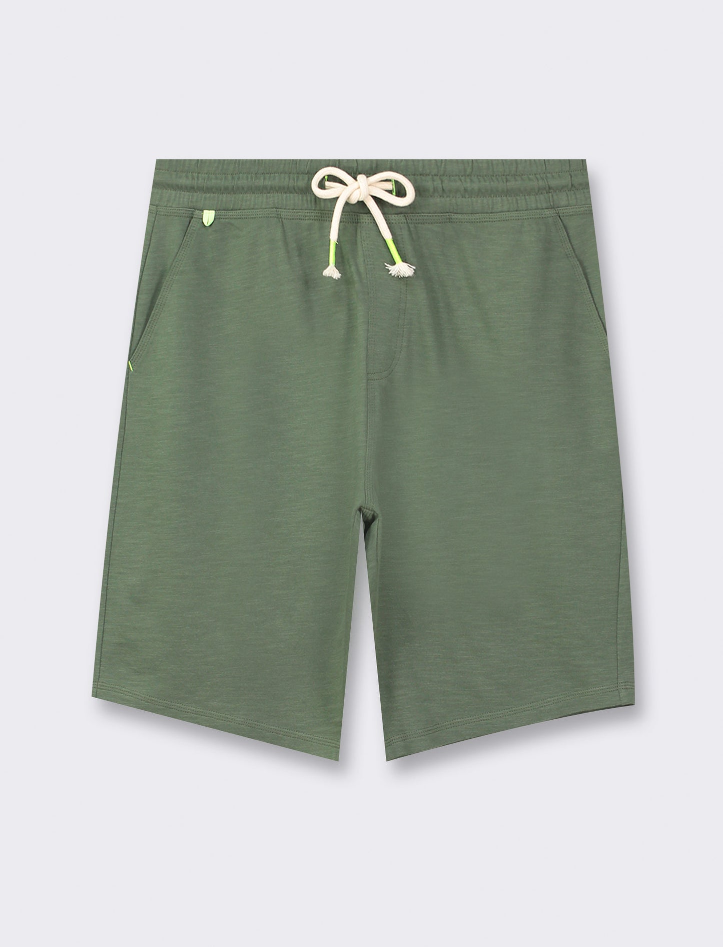 Slub Fleece Bermuda Shorts with Adjustable Elasticated Jogger Waist - Green