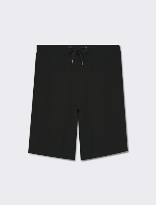 Bermuda in piquet con vita jogger - Nero