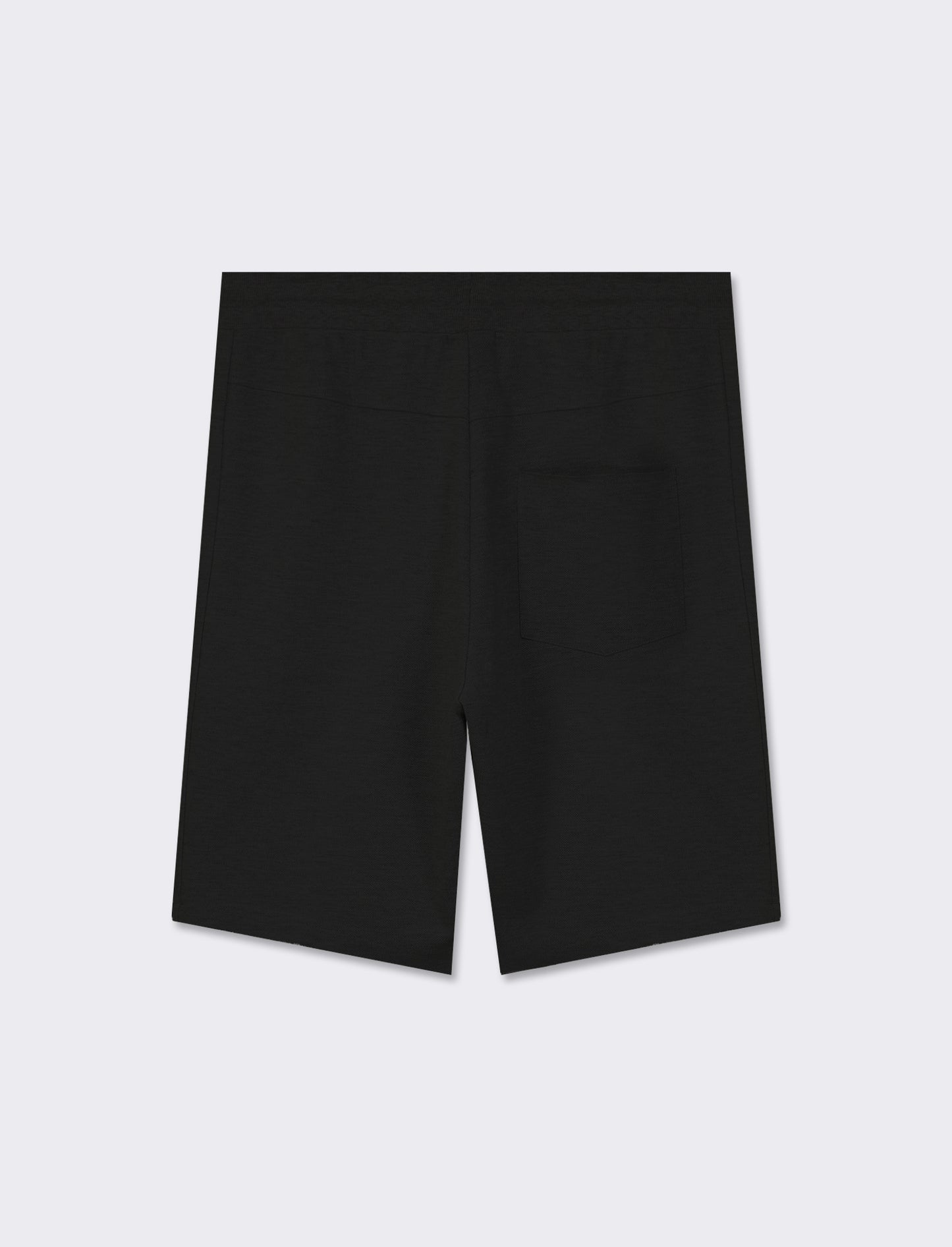 Adjustable Waist Piquet Bermuda Shorts with Jogger Elasticized Waist - Black