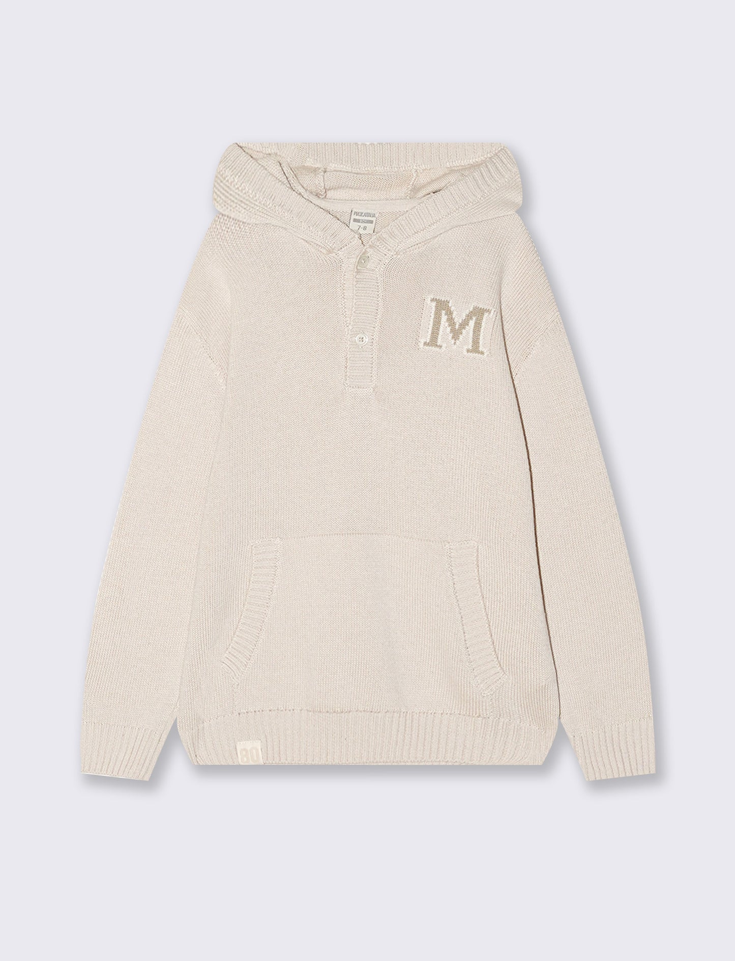 Maglia con cappuccio in misto cotone caldo - Beige