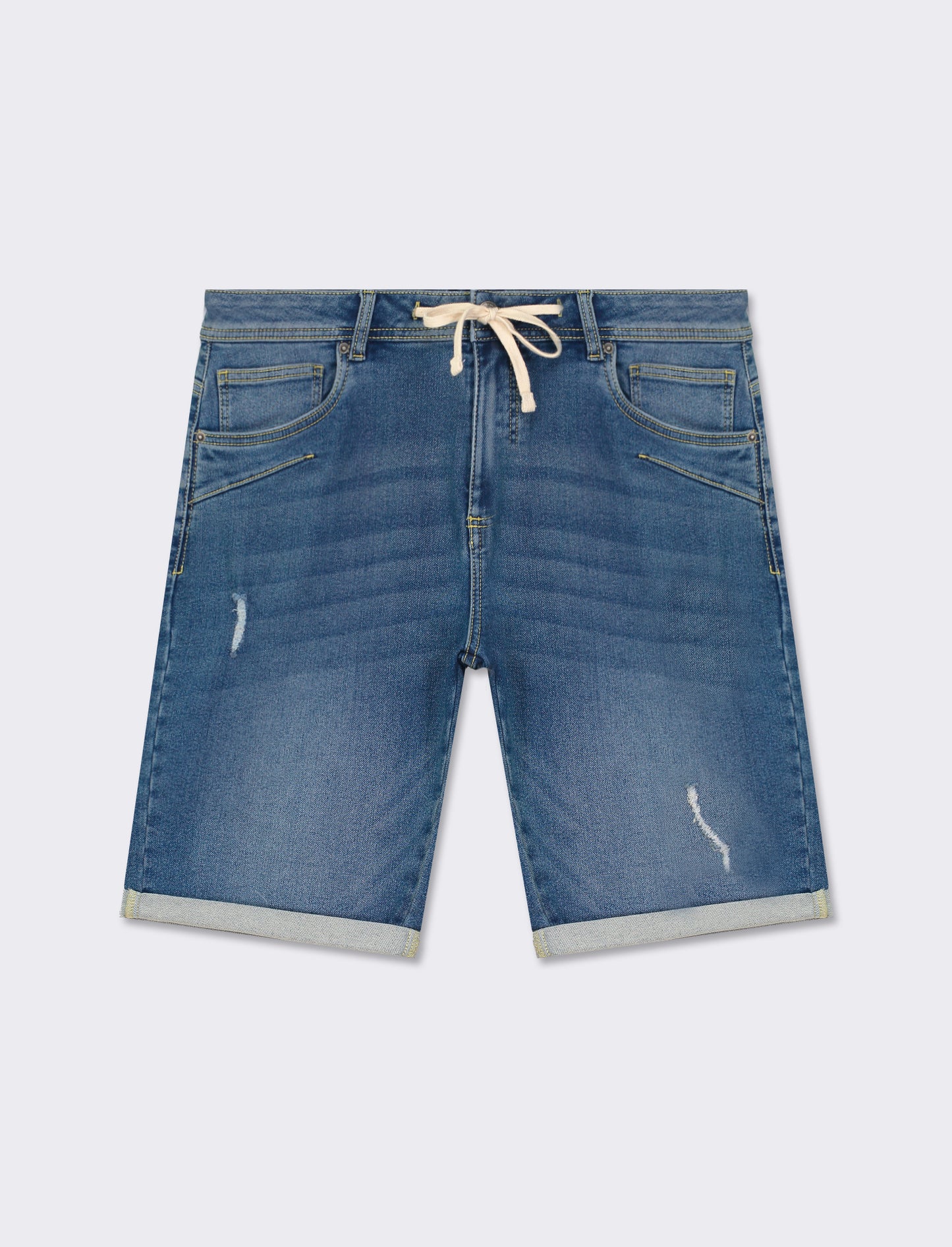 Denim Regular Fit Bermuda with Super Stretch Fabric - Blue