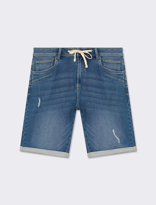 Denim Regular Fit Bermuda with Super Stretch Fabric - Blue