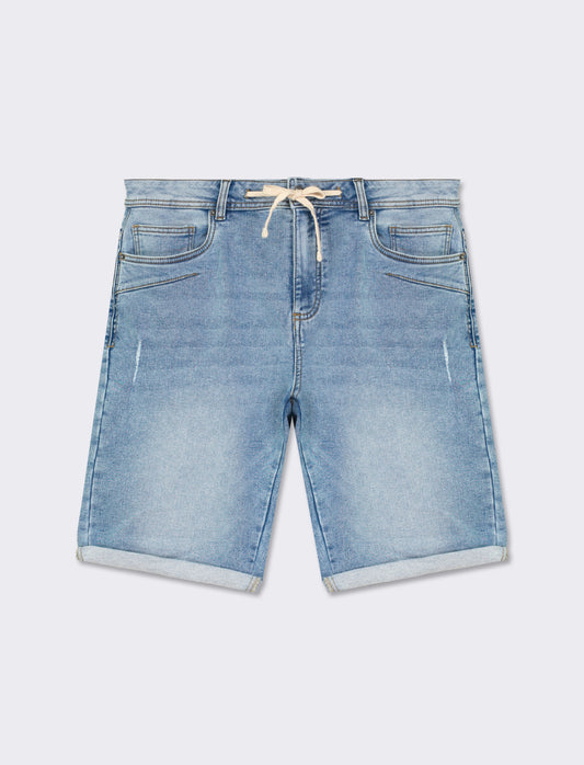 Bermuda in knitting effetto denim - Denim chiaro