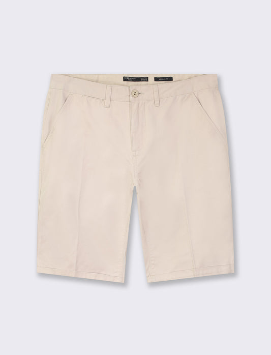 Men's Regular Fit Chino Bermuda Shorts in Cotton Twill - Beige