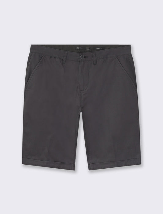 Men's Regular Fit Chino Bermuda Shorts in Cotton Twill - Black