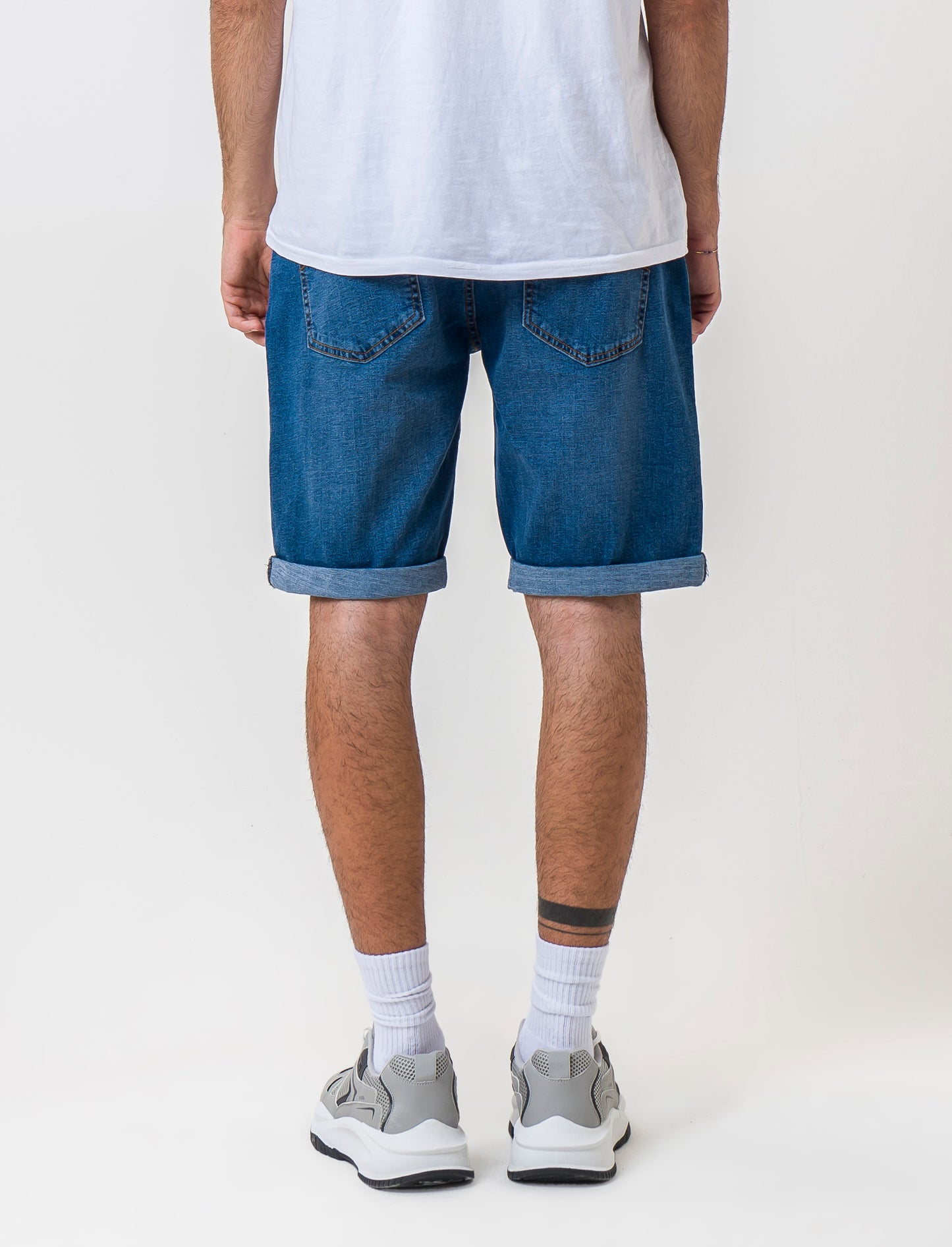 Regular Fit Denim Bermuda Shorts with Five Pockets - Blue