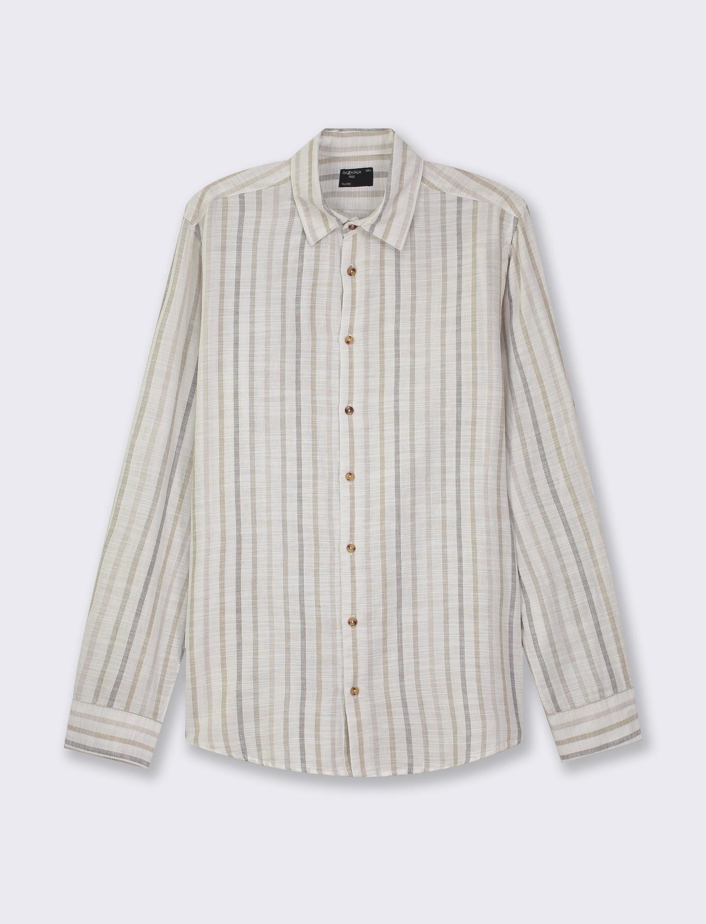 Camicia a righe regular fit - Beige