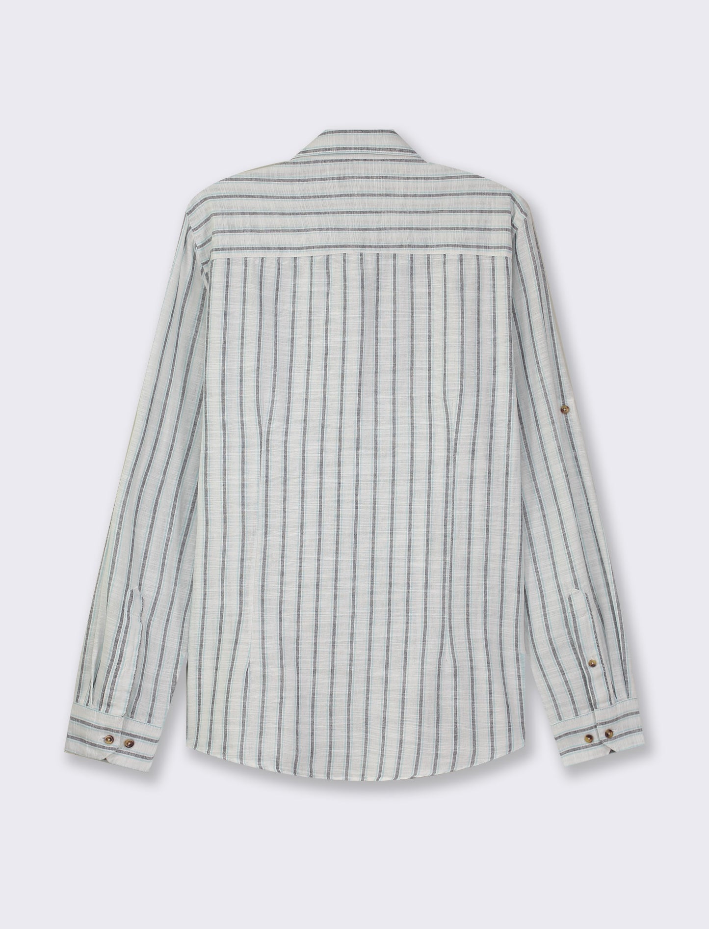 Striped Cotton Regular Fit French Collar Shirt - Blue