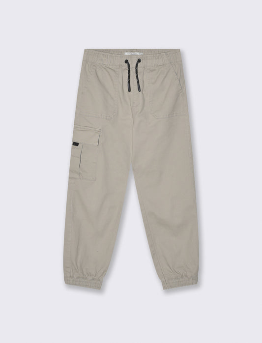 Pantaloni jogger in cotone elastico - Beige