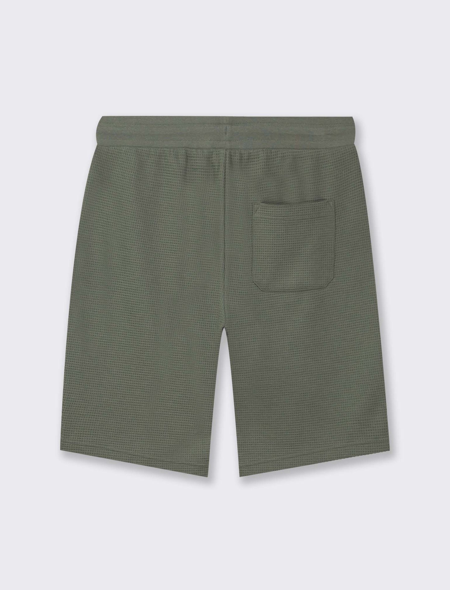 Waffle Structure Regular Fit Jogger Bermuda with Adjustable Elasticated Waistband - Green