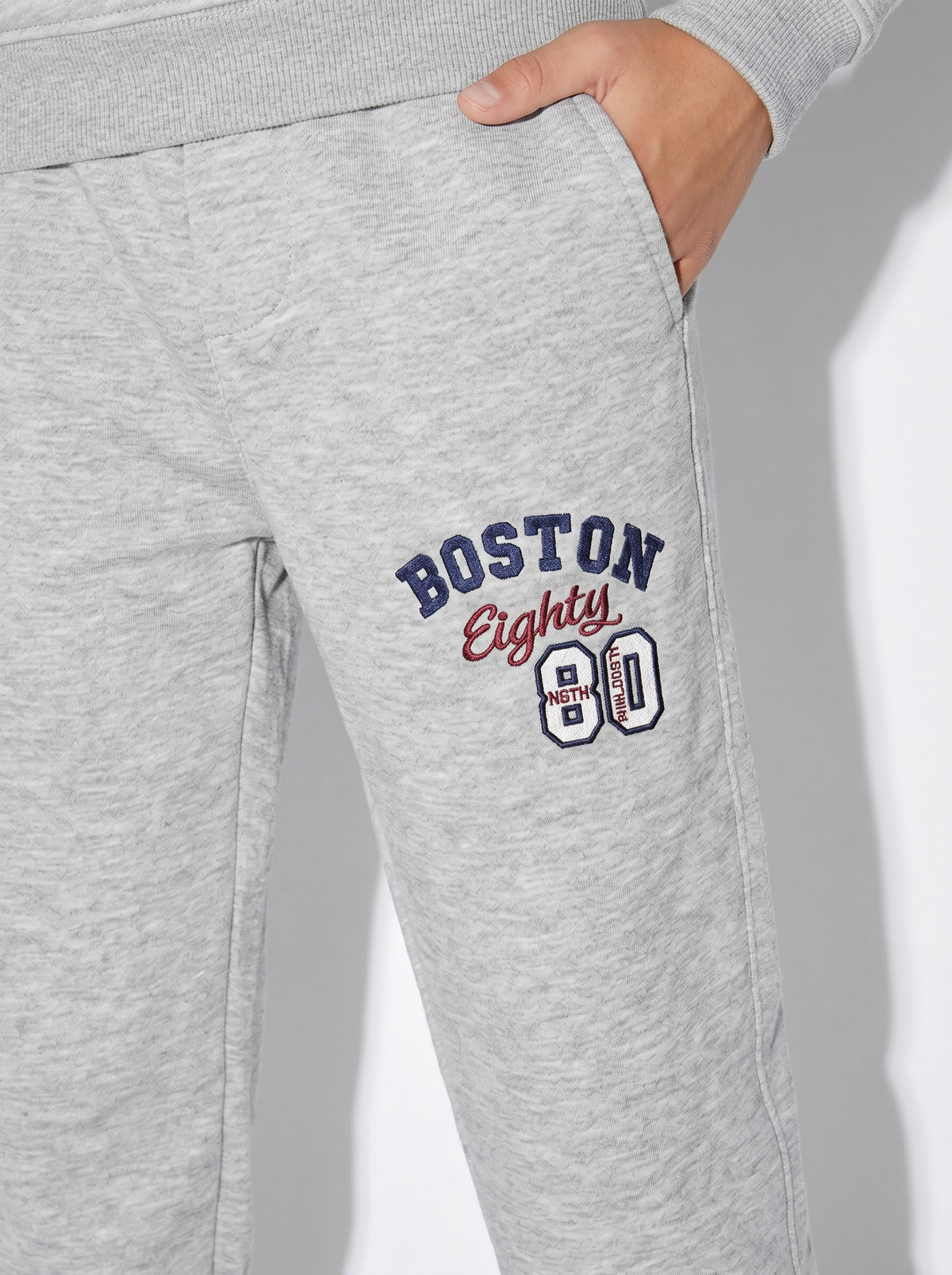 Joggers with embroidery and drawstring waist - Grey