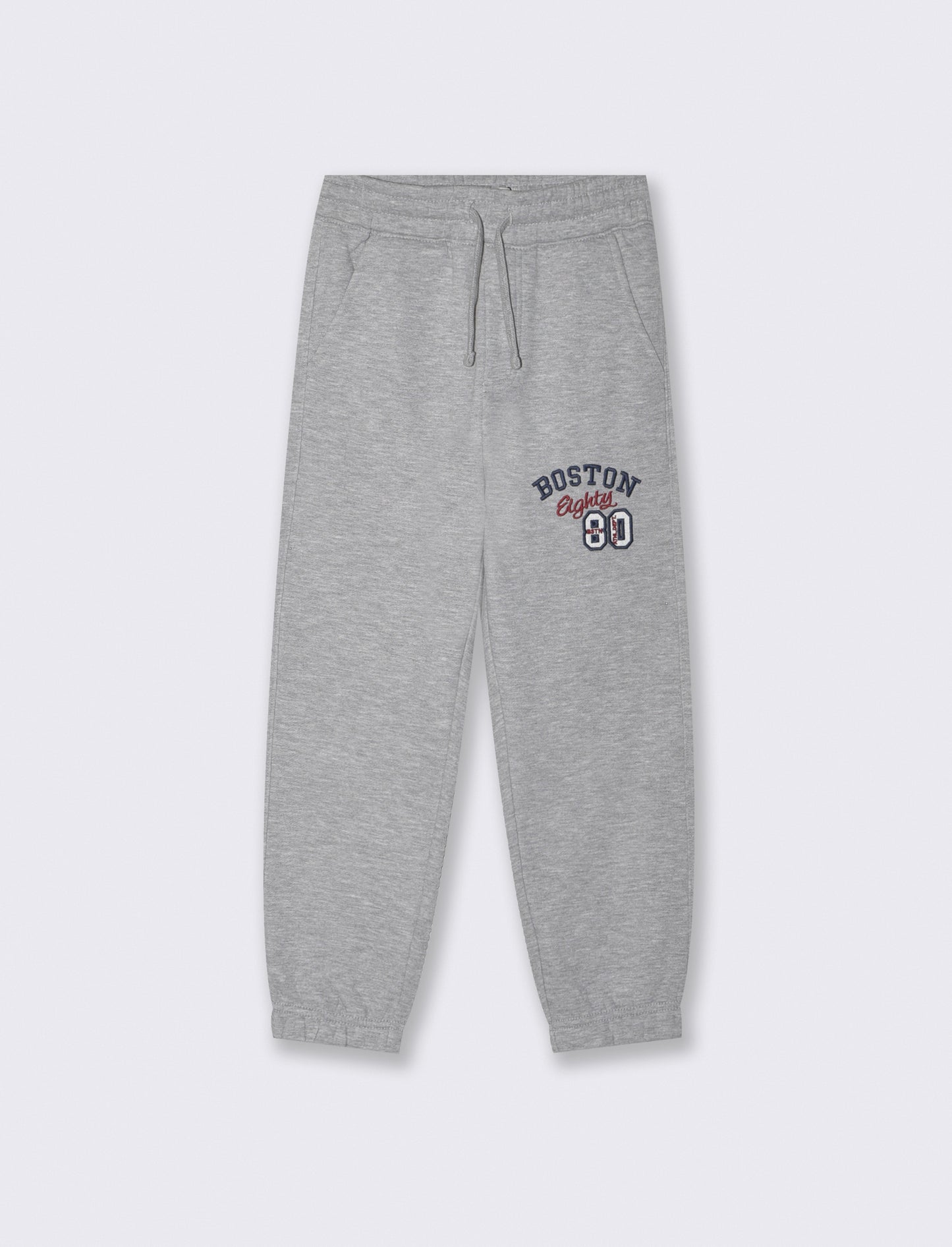 Joggers with embroidery and drawstring waist - Grey