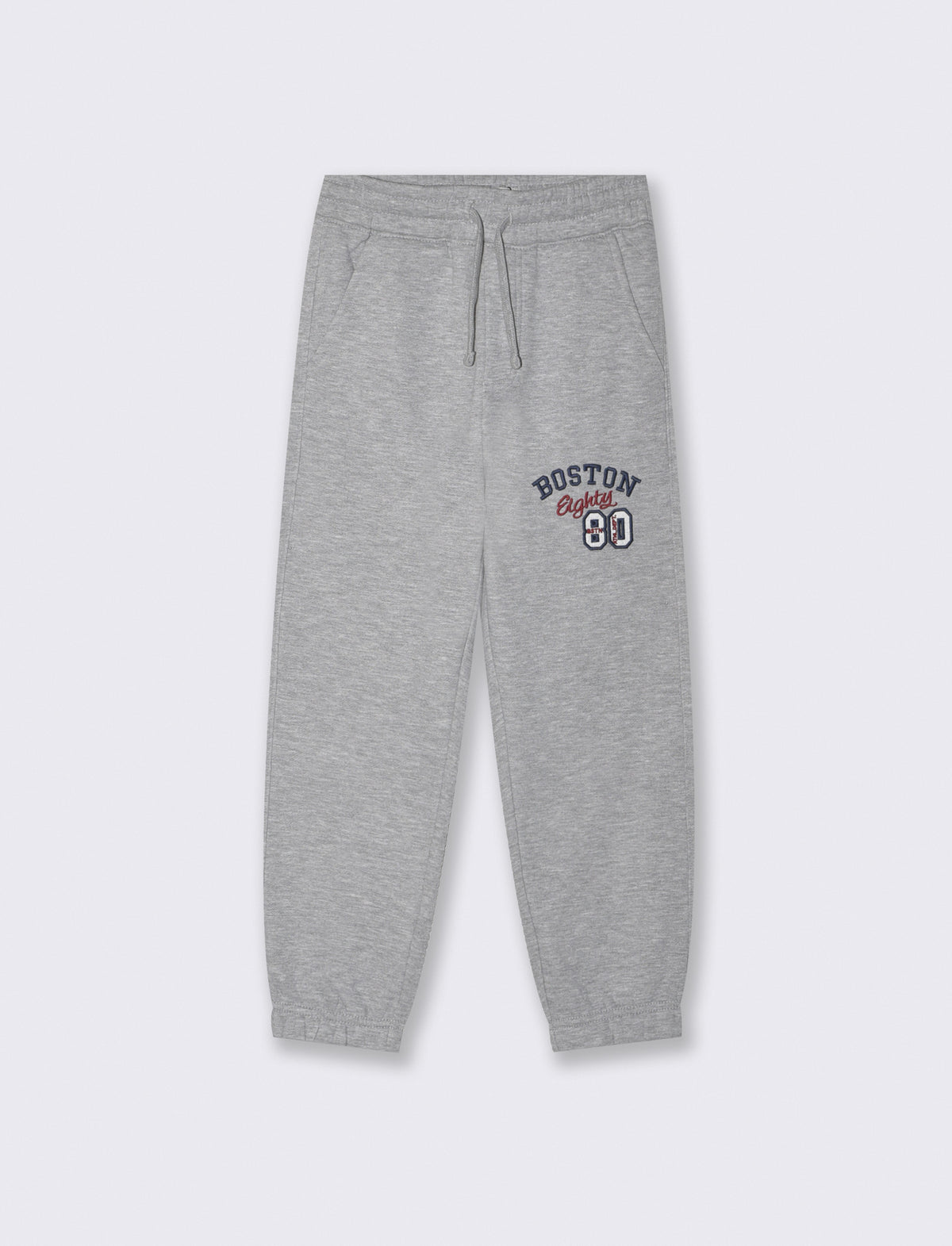 Joggers with embroidery and drawstring waist - Grey