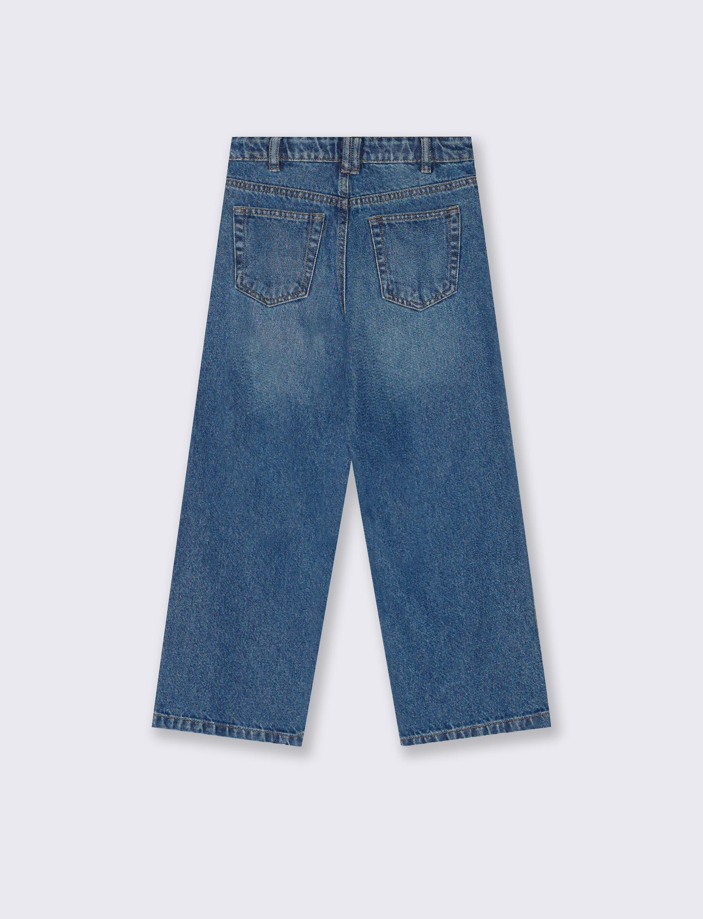 Jeans wide leg in cotone con strass - Denim