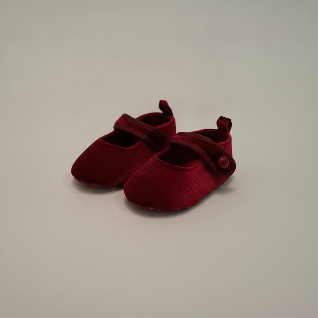Bordeaux Satin Ballet Shoes for Baby Girls - Red