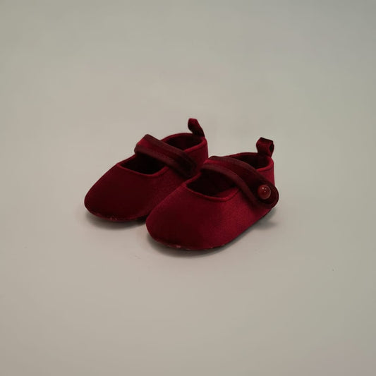 Ballerina in raso bordeaux per neonate - Bordeaux