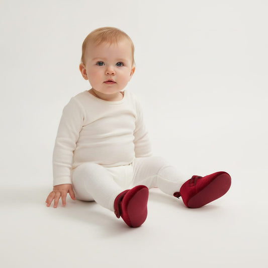 Ballerina in raso bordeaux per neonate - Bordeaux