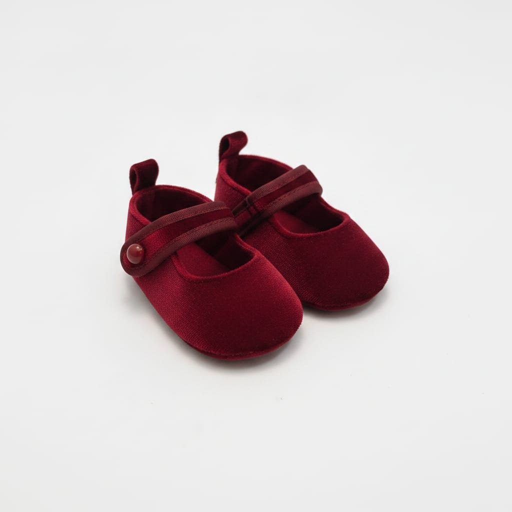 Bordeaux Satin Ballet Shoes for Baby Girls - Red