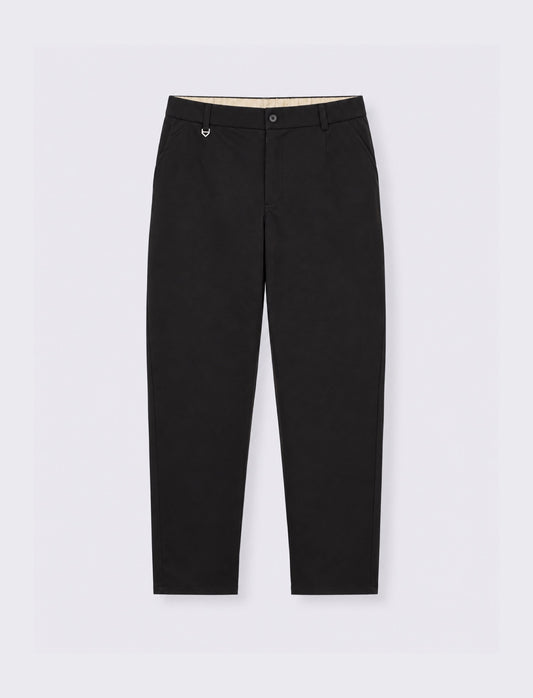 Pantaloni Chino Uomo con Trama Diagonale - Nero