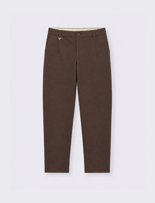 Pantaloni Chino Uomo con Trama Diagonale - Moro