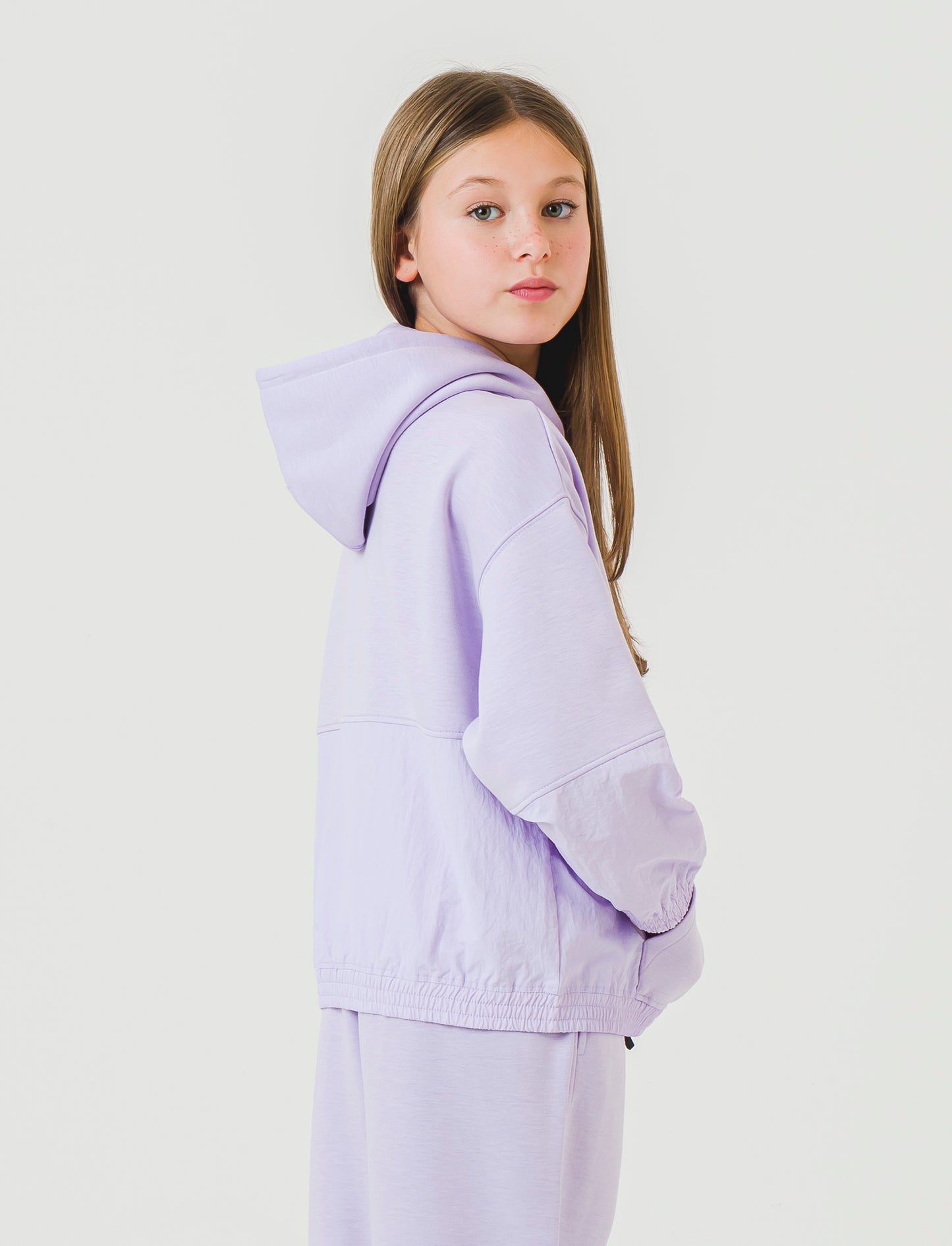 Felpa sportiva da bambina combinata - Lilla