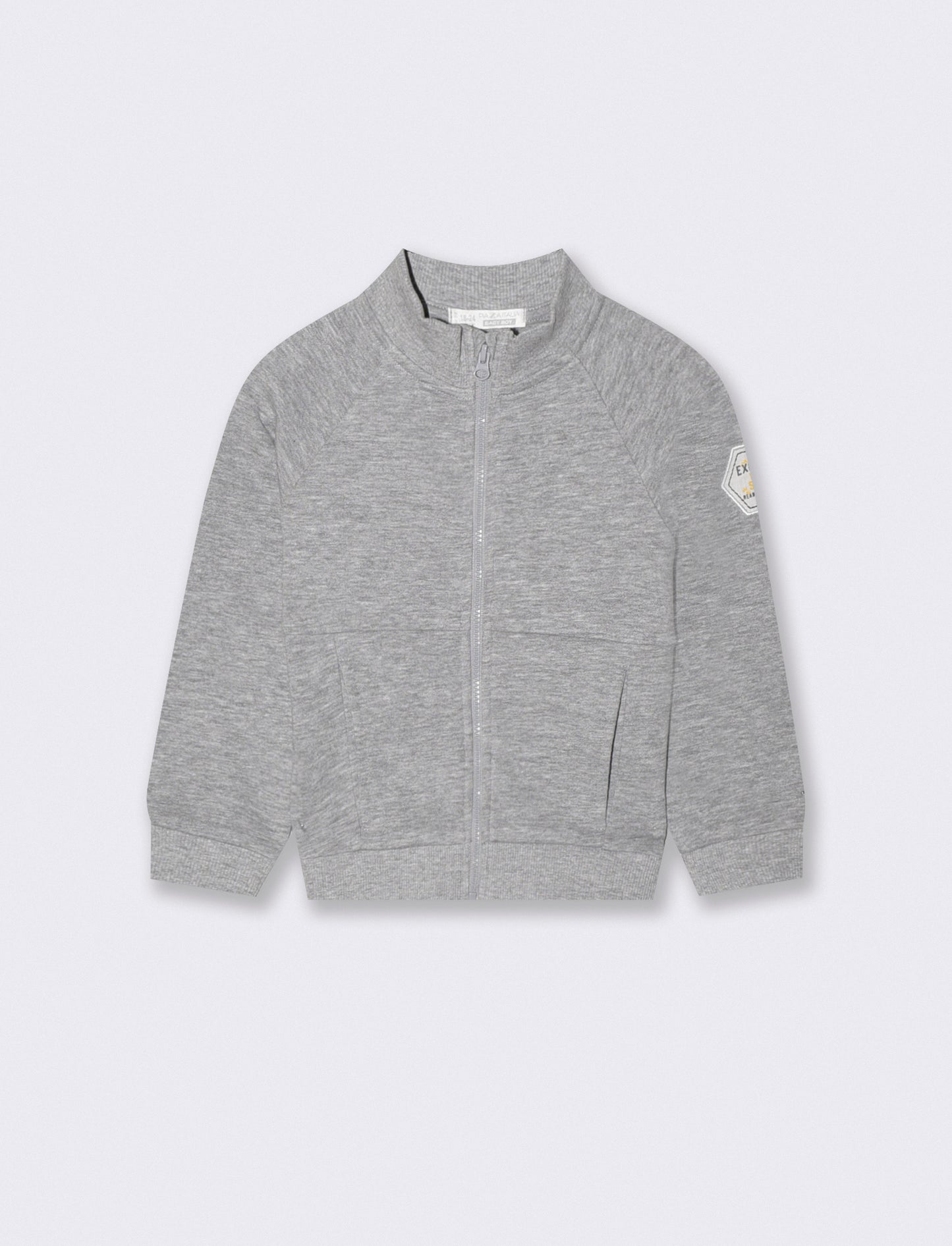Felpa basica con zip e colletto alto - Grigio mel.