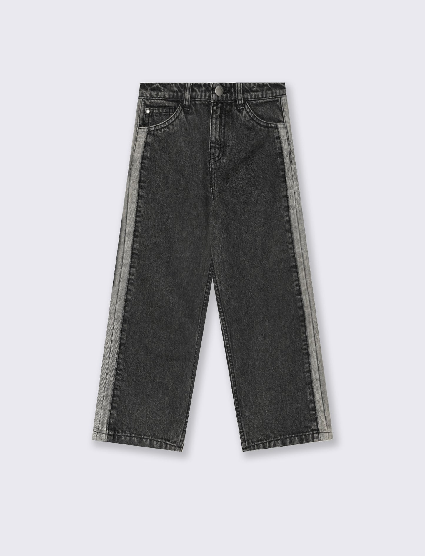 Jeans loose fit con applicazione laterale - Grigio