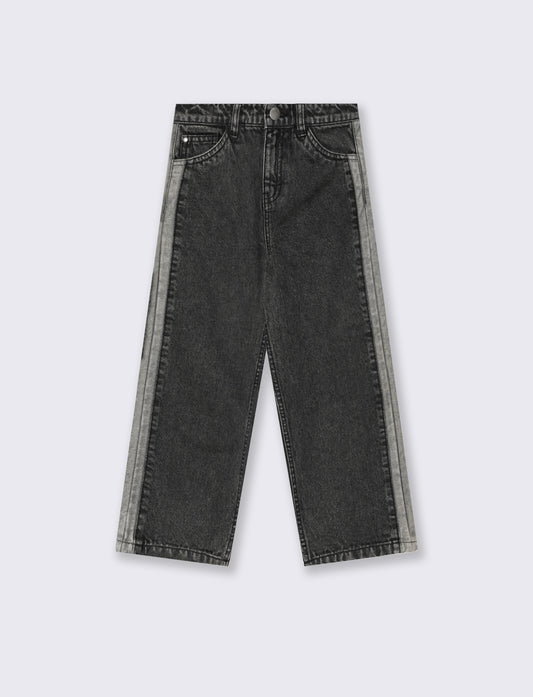 Jeans loose fit con applicazione laterale - Grigio