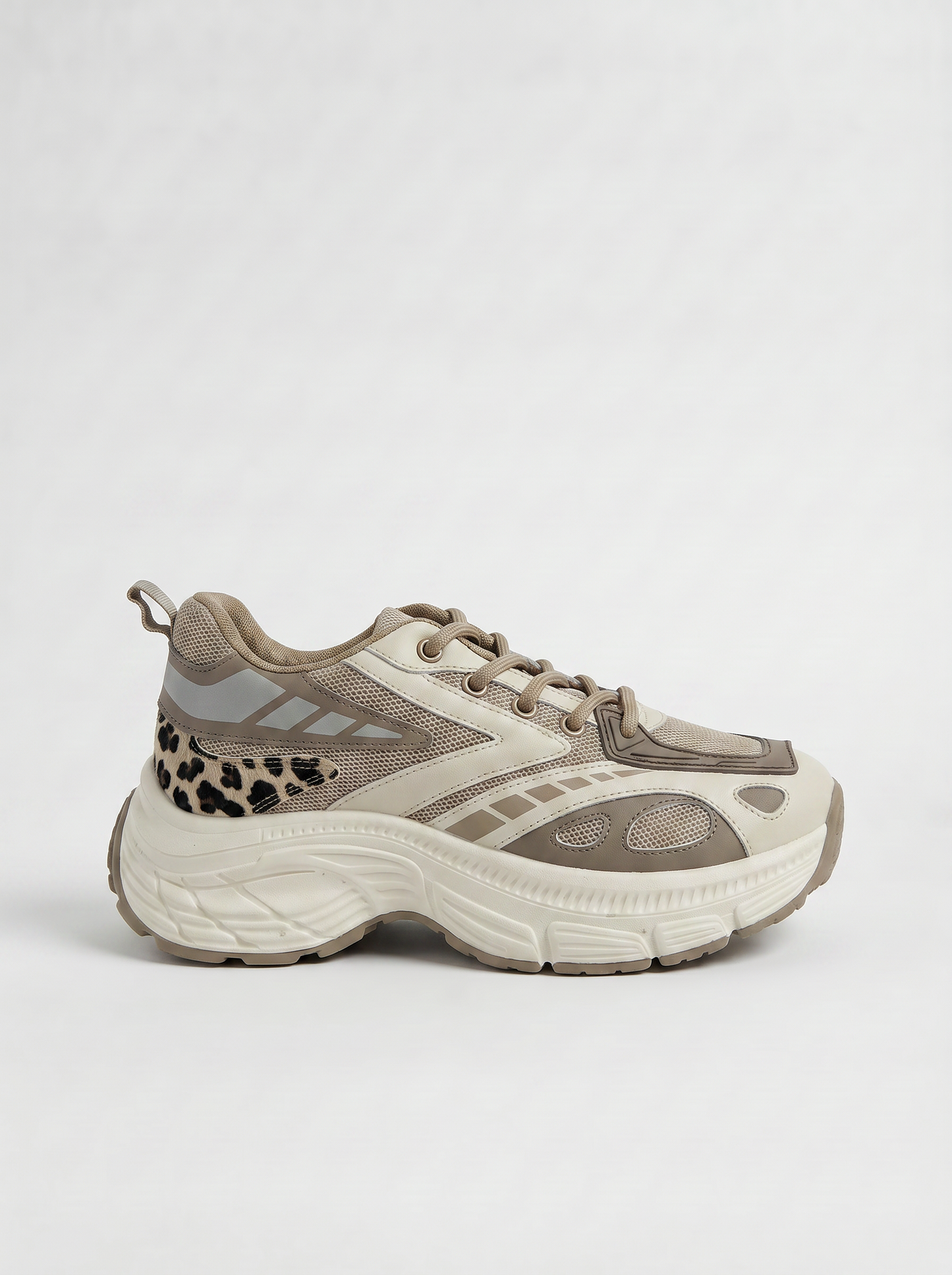 Beige sneakers with pony effect and leopard print - Beige