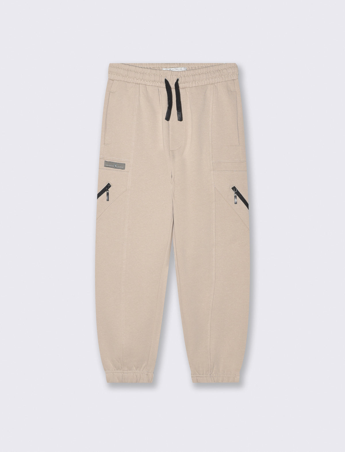 Fleece Lined Cargo Jogger Pants - Beige