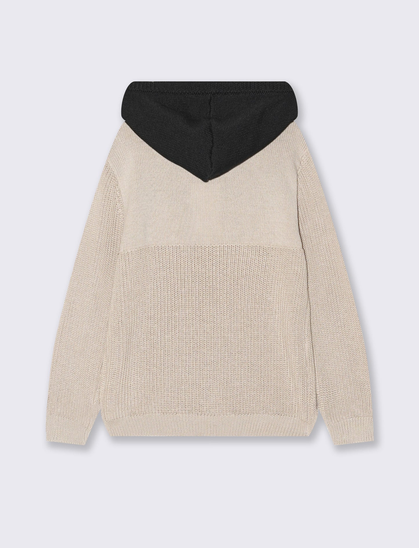 Maglione con cappuccio e marsupio jacquard - Beige