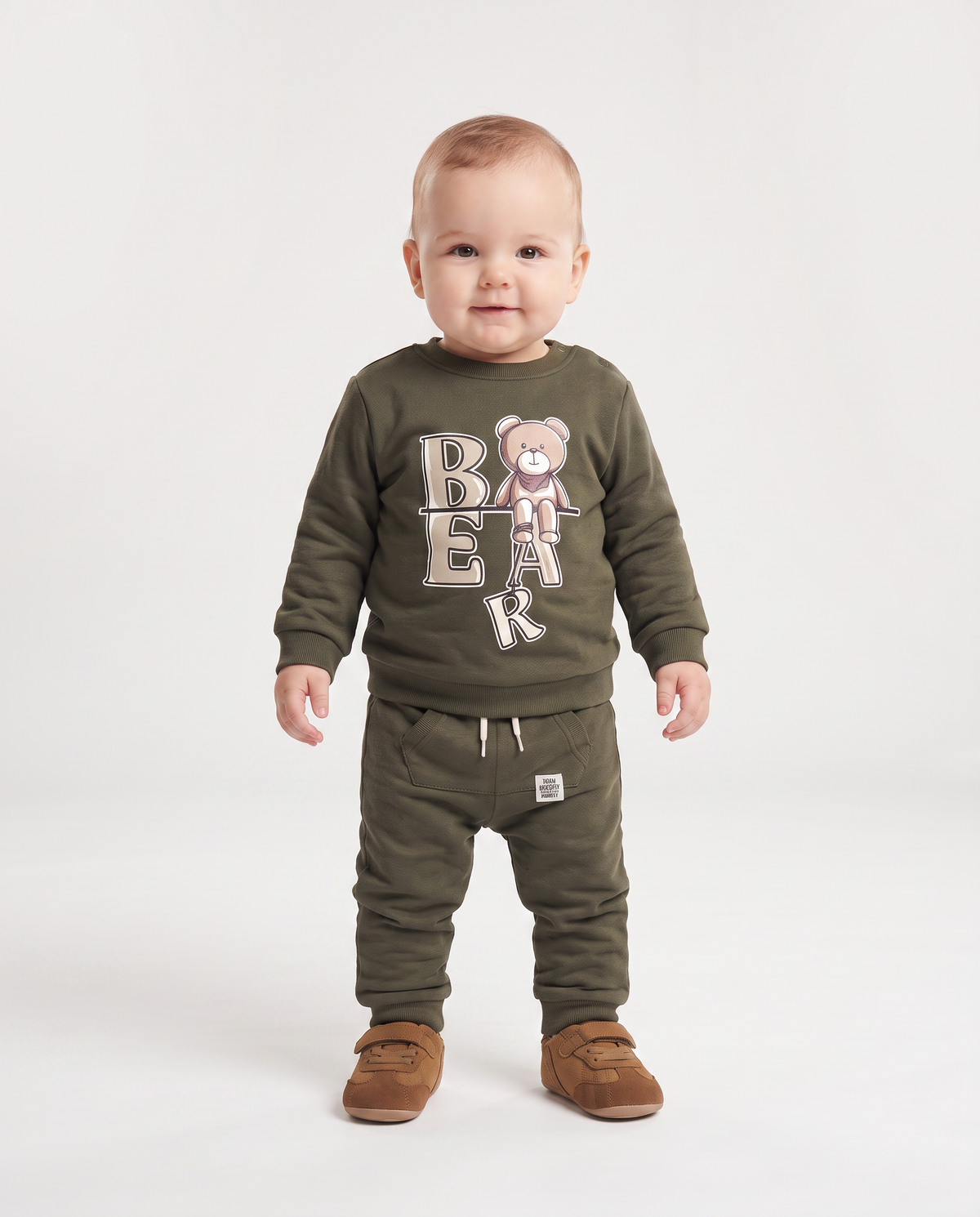 Pantafitness Jogger in felpa con etichetta - Verde militare