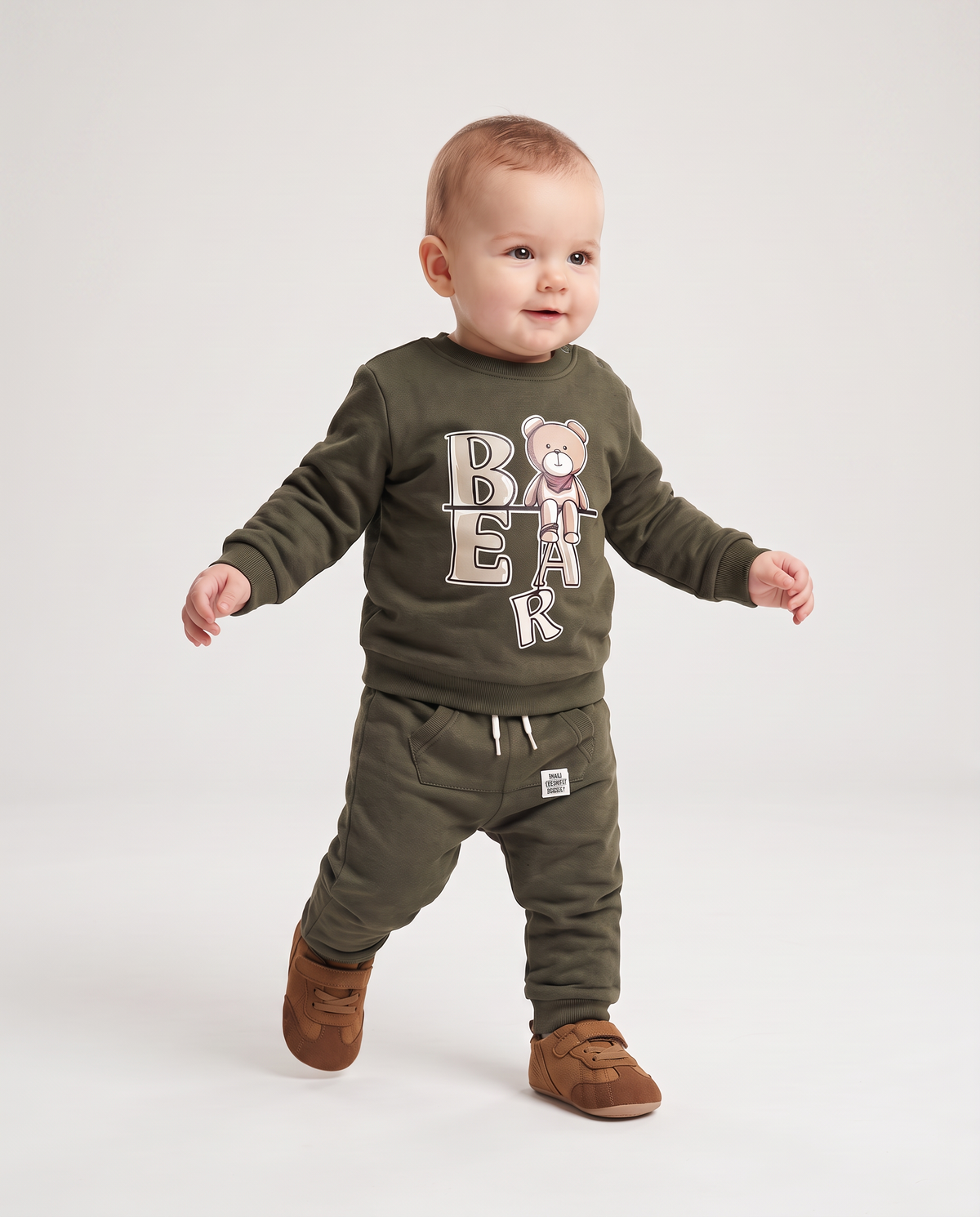Pantafitness Jogger in felpa con etichetta - Verde militare