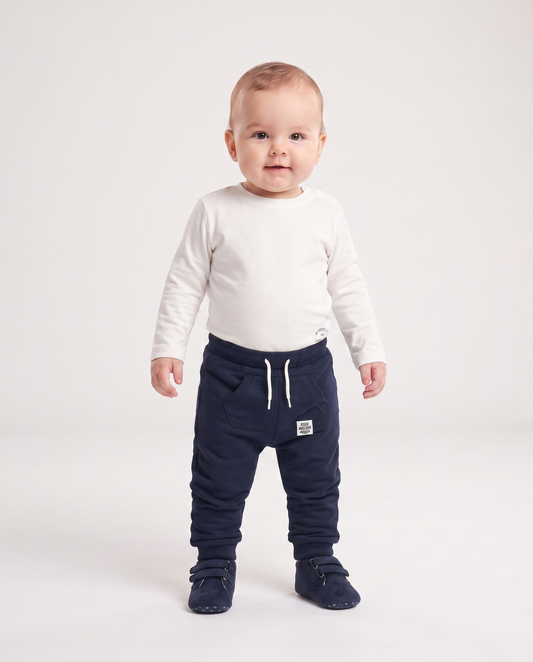 Pantalone jogger con tasca kangaroo - Blu