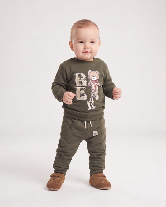Pantalone jogger con tasca kangaroo - Verde militare
