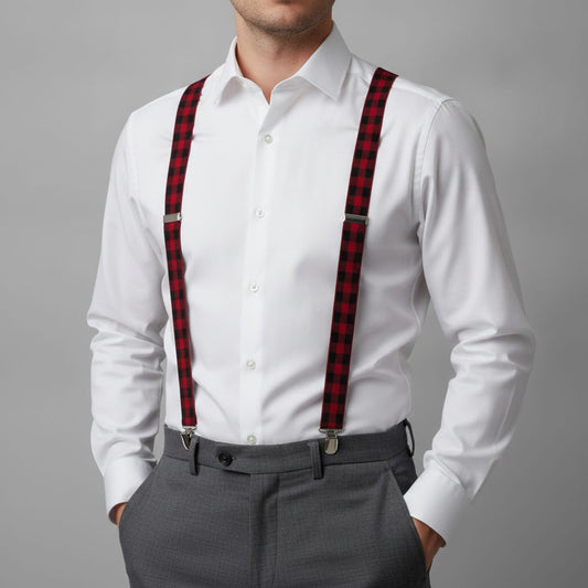 Kids' Patterned Suspenders - Red