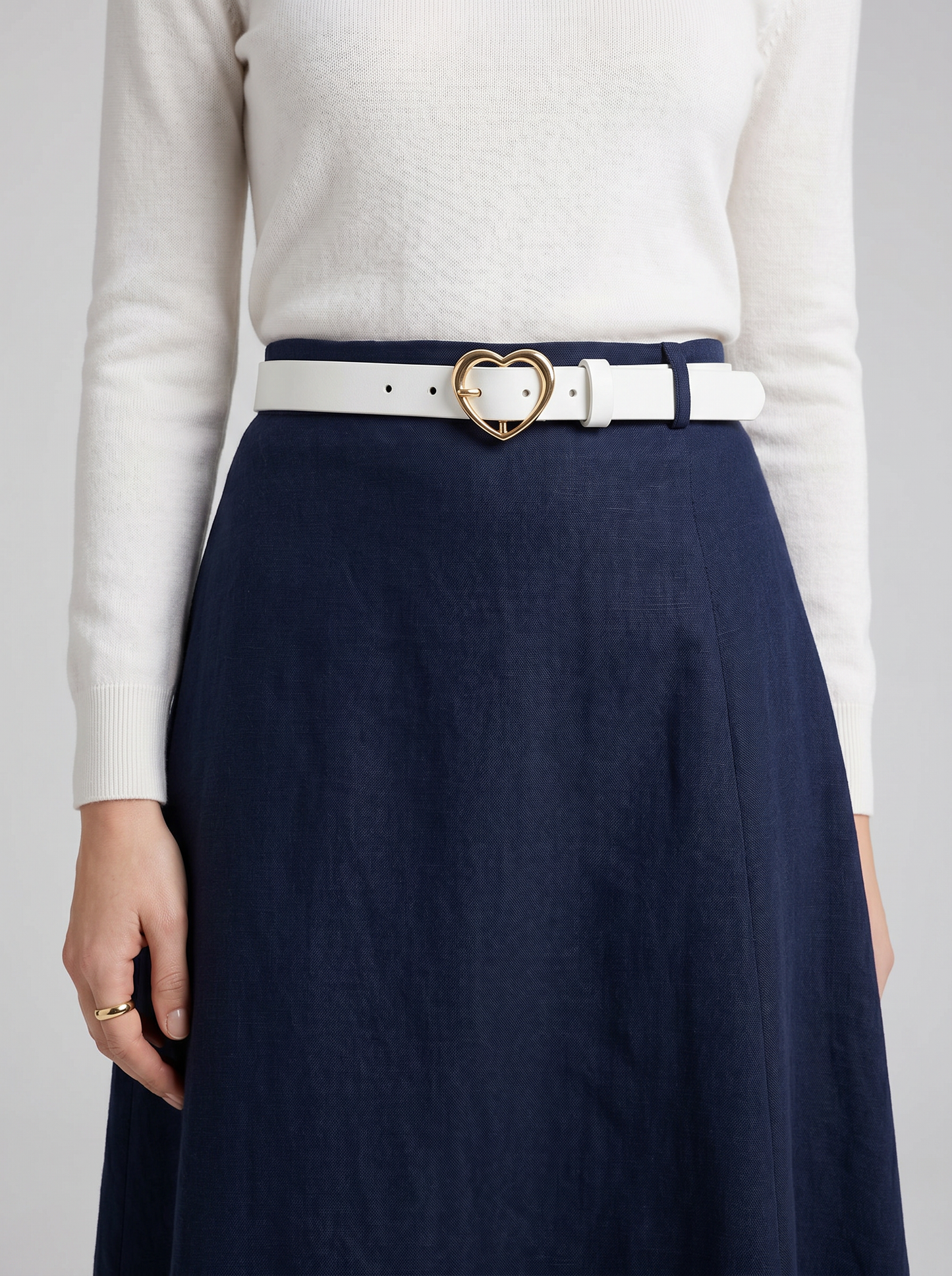 Pink butterfly belt with black and white heart - White