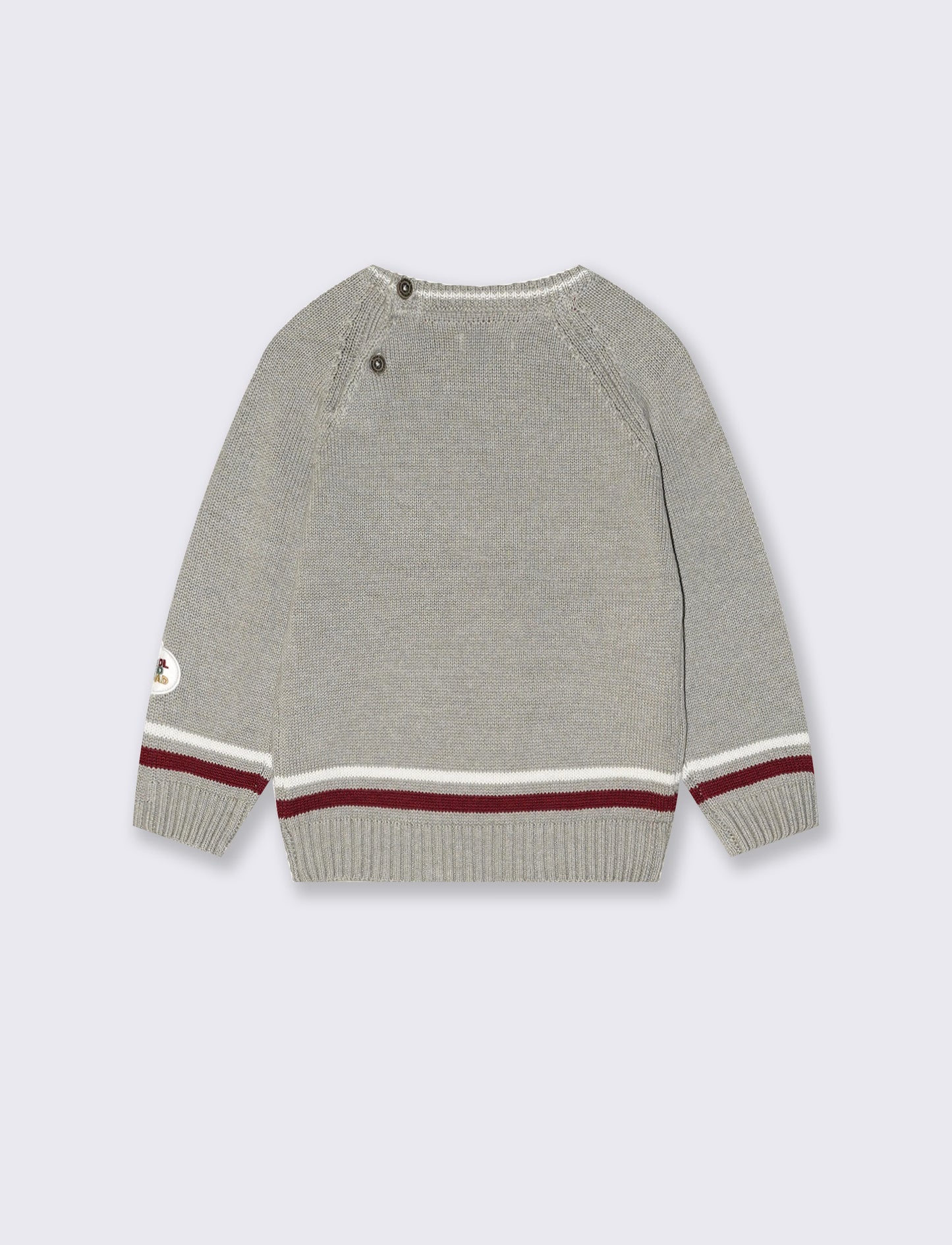 Crewneck sweater with contrasting stripes - Grey