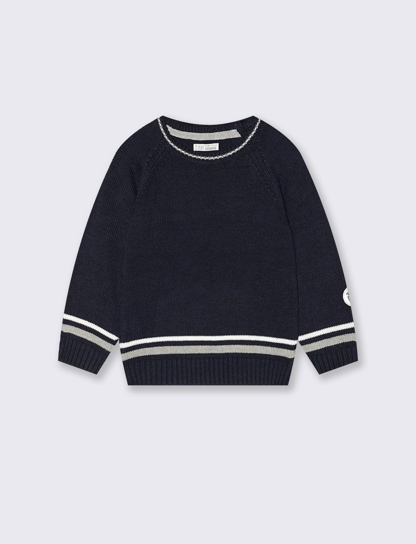 Crewneck sweater with contrasting stripes - Blue