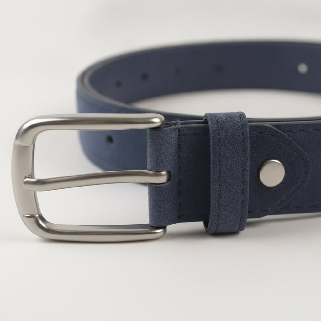 Basic suede belt for kids 2 cm - Blue