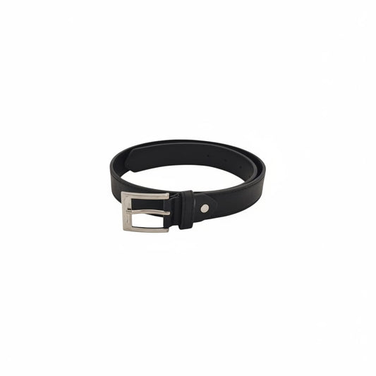 Leather belt with square buckle - Black