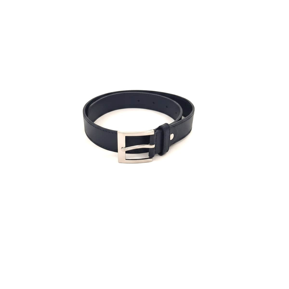 Cintura pelle con fibbia quadrata - Blu
