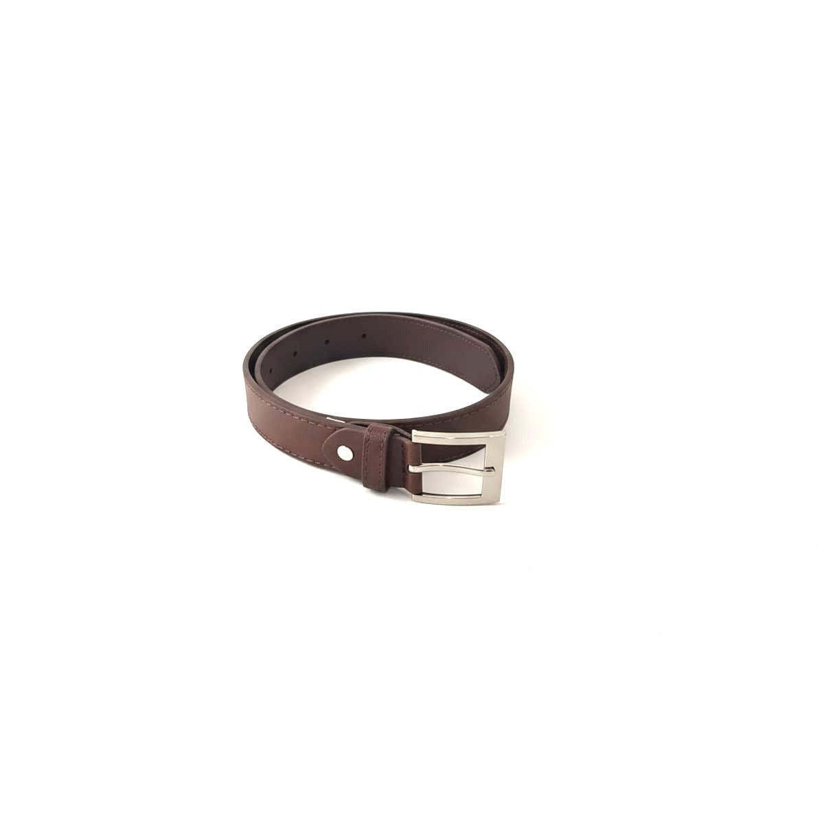 Leather belt with square buckle - Brown