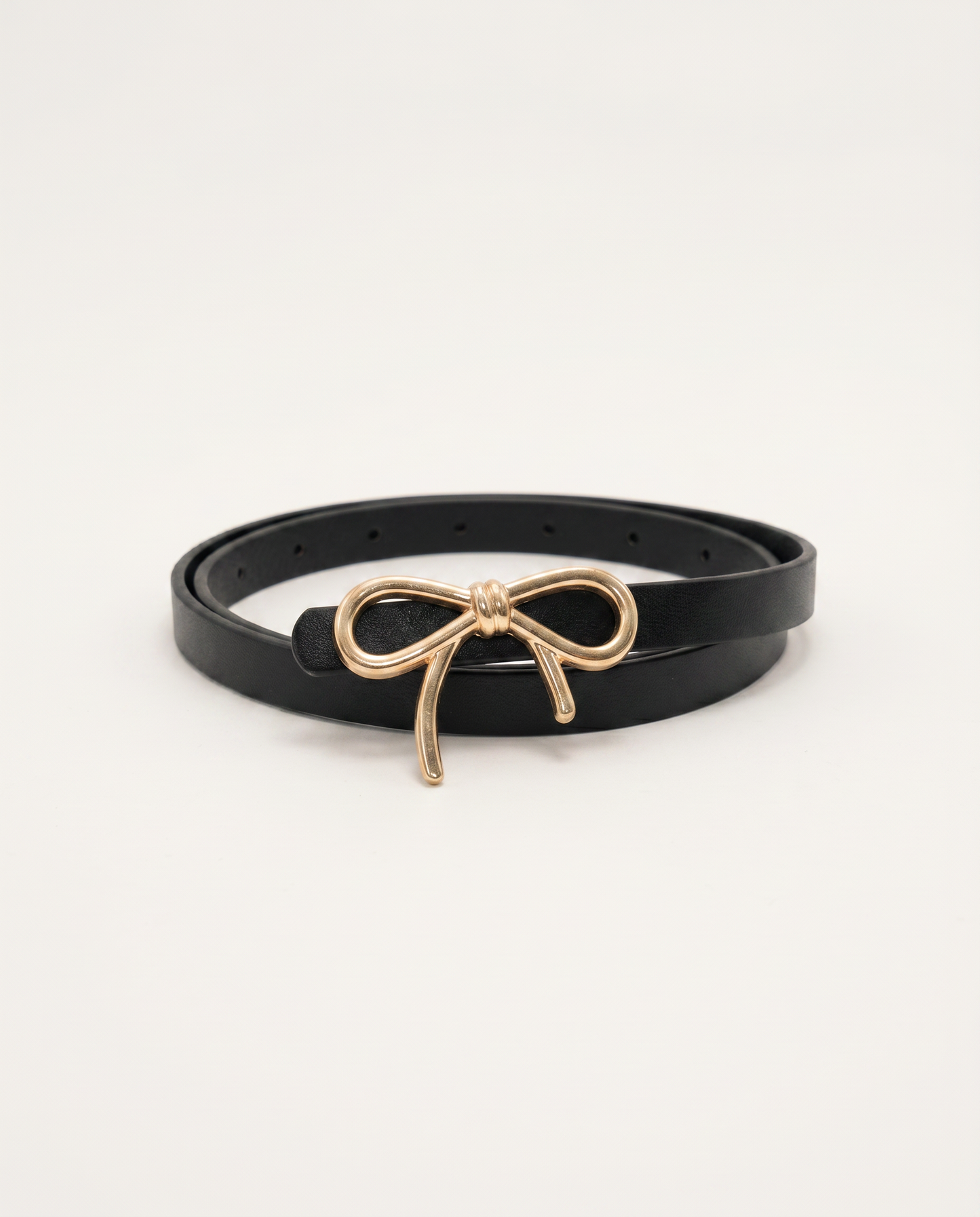 Cintura fibbia fiocco 1 cm elegante - Nero