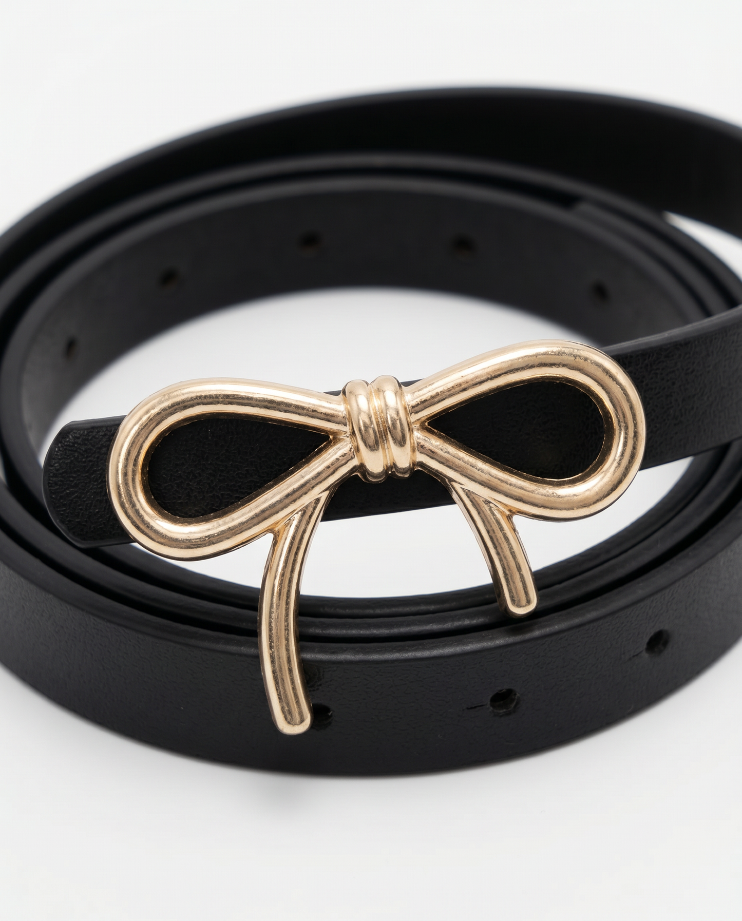 Cintura fibbia fiocco 1 cm elegante - Nero