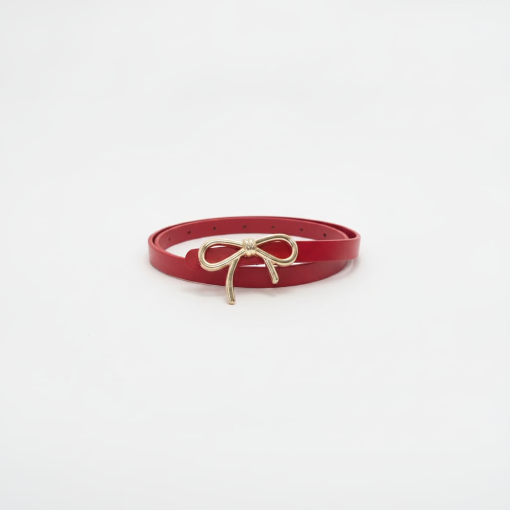 Cintura fibbia fiocco 1 cm elegante - Rosso