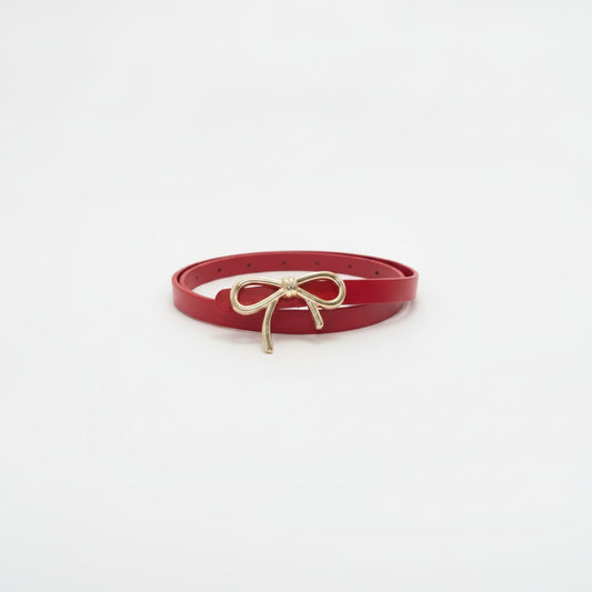 Cintura fibbia fiocco 1 cm elegante - Rosso